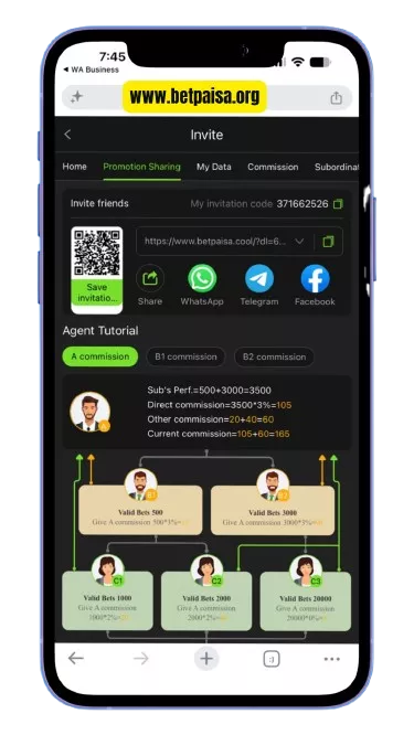 Official betpaisa referral and affiliate rewards distribution system interface